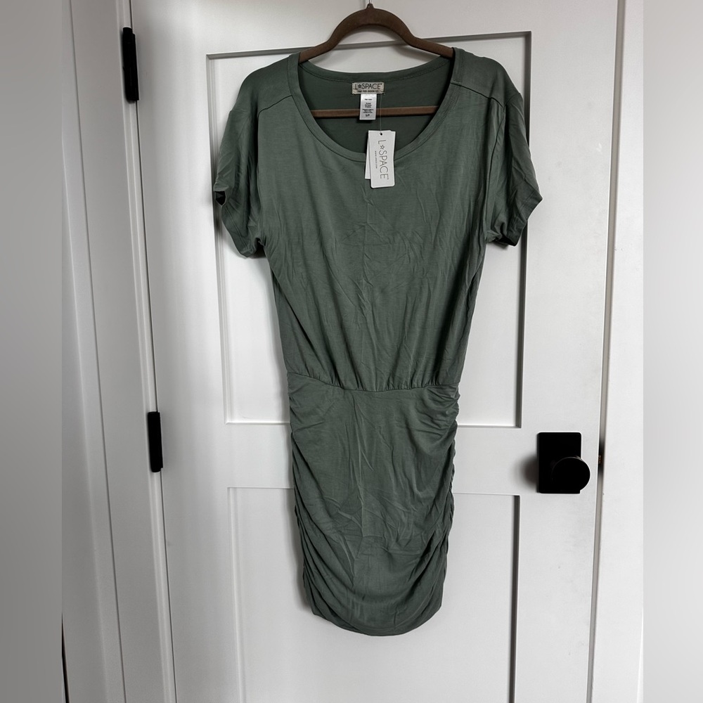 L*Space Green Ruched P Mini Dress Cover Up